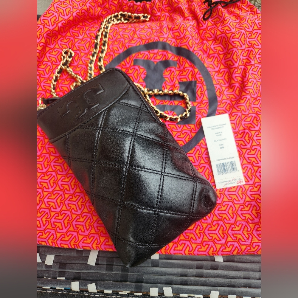 Tory Burch Black Quilted Crossbody Bag NWOT
